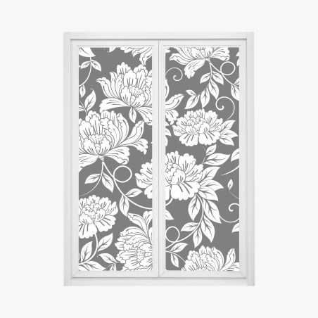 Fensteraufkleber monochromes blumenmuster – Wallnifity®