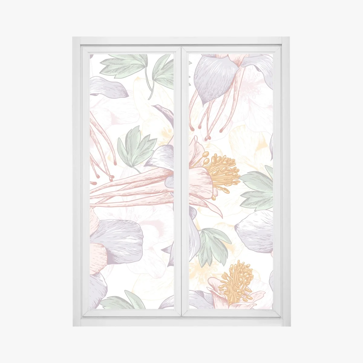 Fensteraufkleber zarte pastellblumen im botanischen stil – Wallnifity® Fensteraufkleber zarte pastellblumen im botanischen stil – Wallnifity®