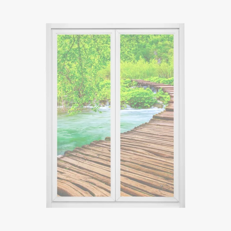 Fensteraufkleber leuchtendes abstraktes wellenmuster – Wallnifity®