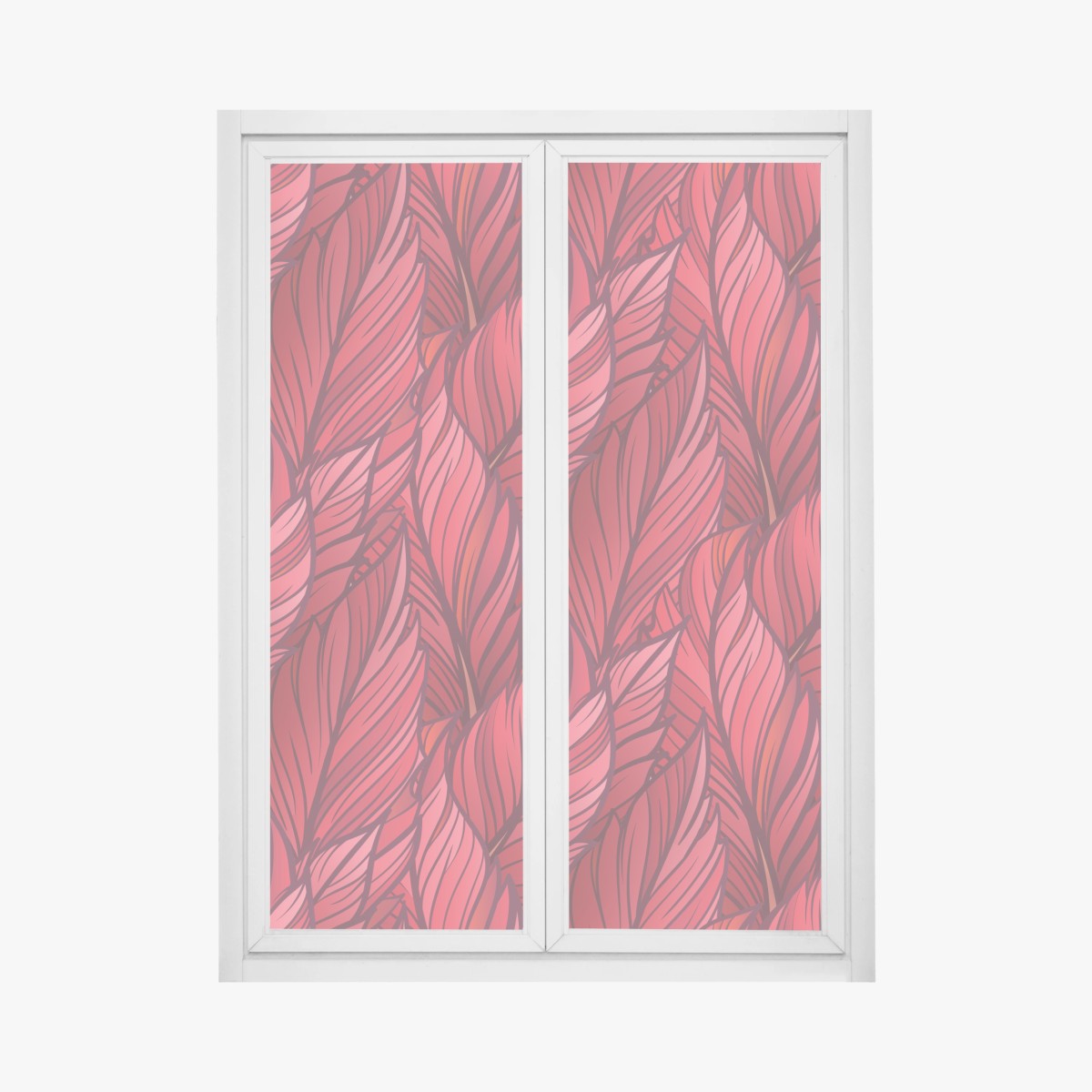 Fensteraufkleber rotes botanisches blättermuster – Wallnifity®