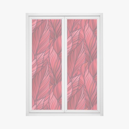 Fensteraufkleber rotes botanisches blättermuster – Wallnifity®
