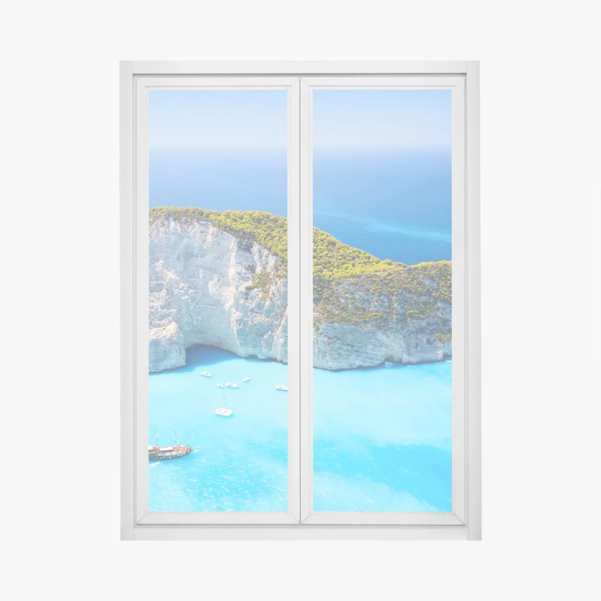 Fensteraufkleber Navagio-Bucht türkisblauer strand, Zakynthos – Wallnifity® Fensteraufkleber Navagio-Bucht türkisblauer strand, Zakynthos – Wallnifity®