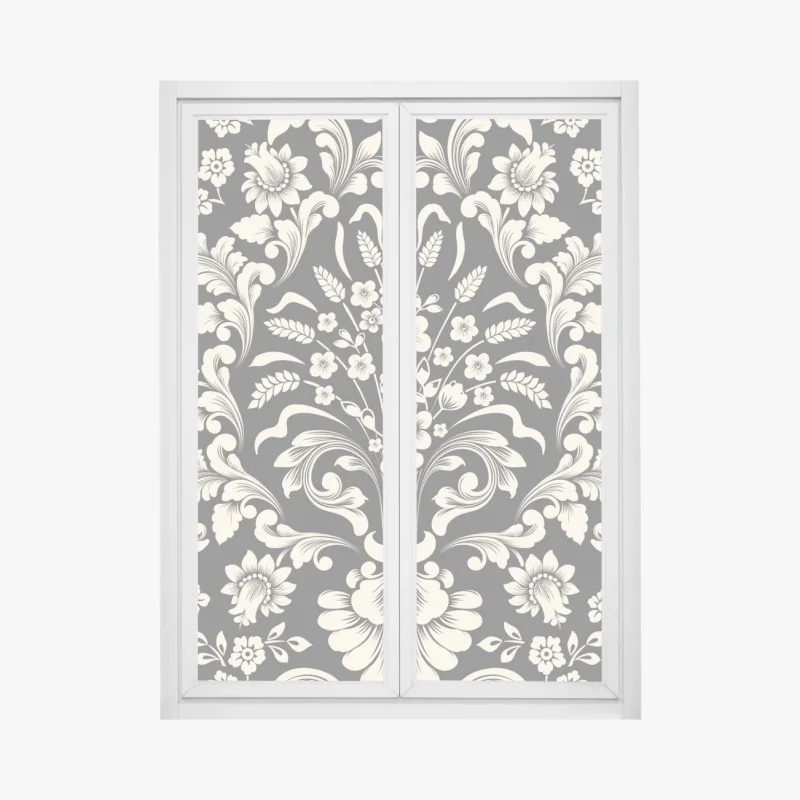Fensteraufkleber vintage blumiges damastmuster