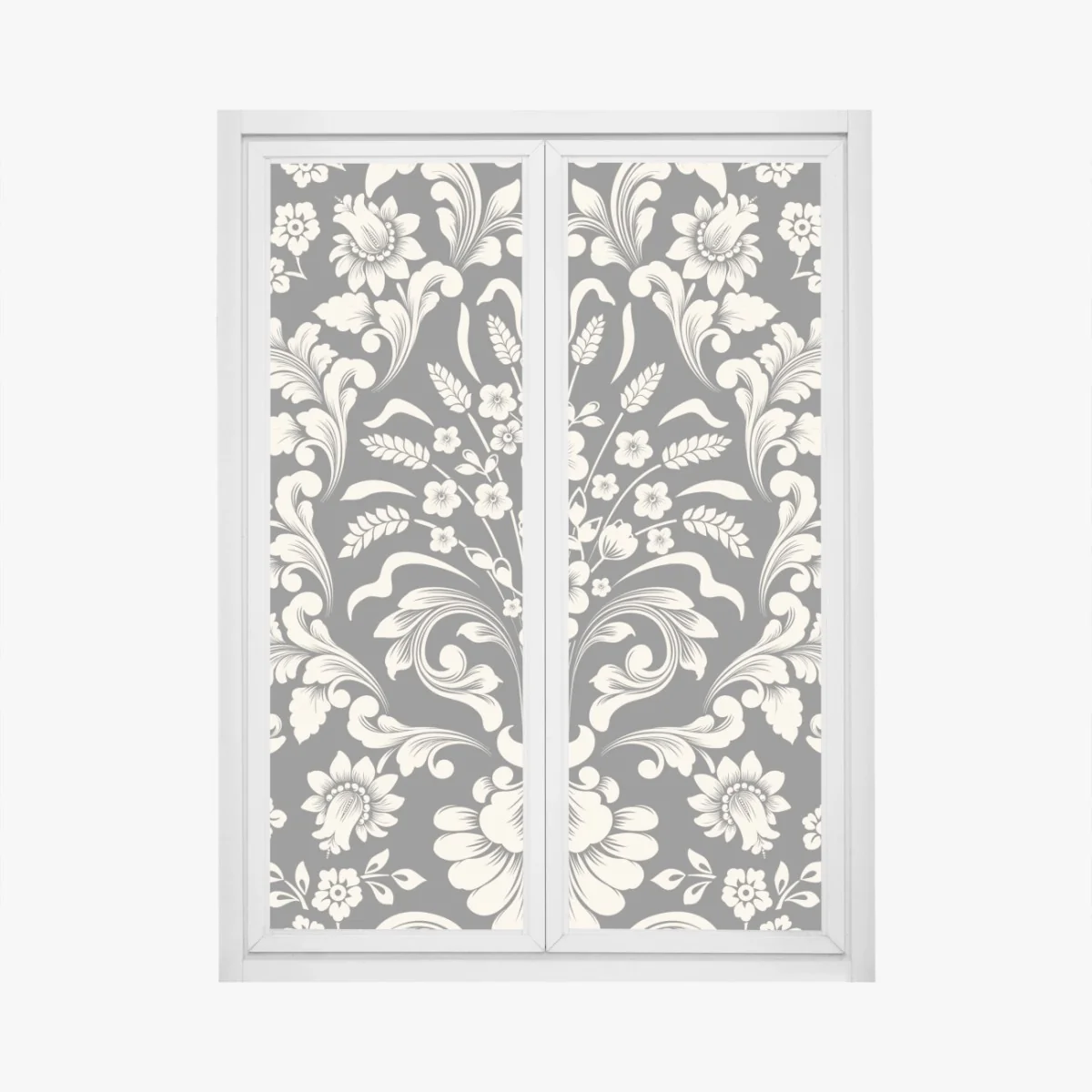 Fensteraufkleber vintage blumiges damastmuster – Wallnifity®