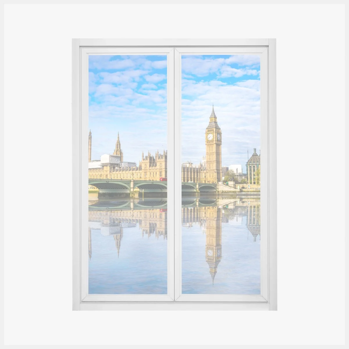 Fensteraufkleber London skyline mit spiegelung auf dem fluss – Wallnifity® Fensteraufkleber London skyline mit spiegelung auf dem fluss – Wallnifity®