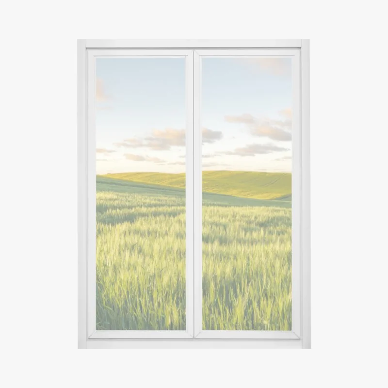 Fensteraufkleber ruhige grüne wiesen panorama