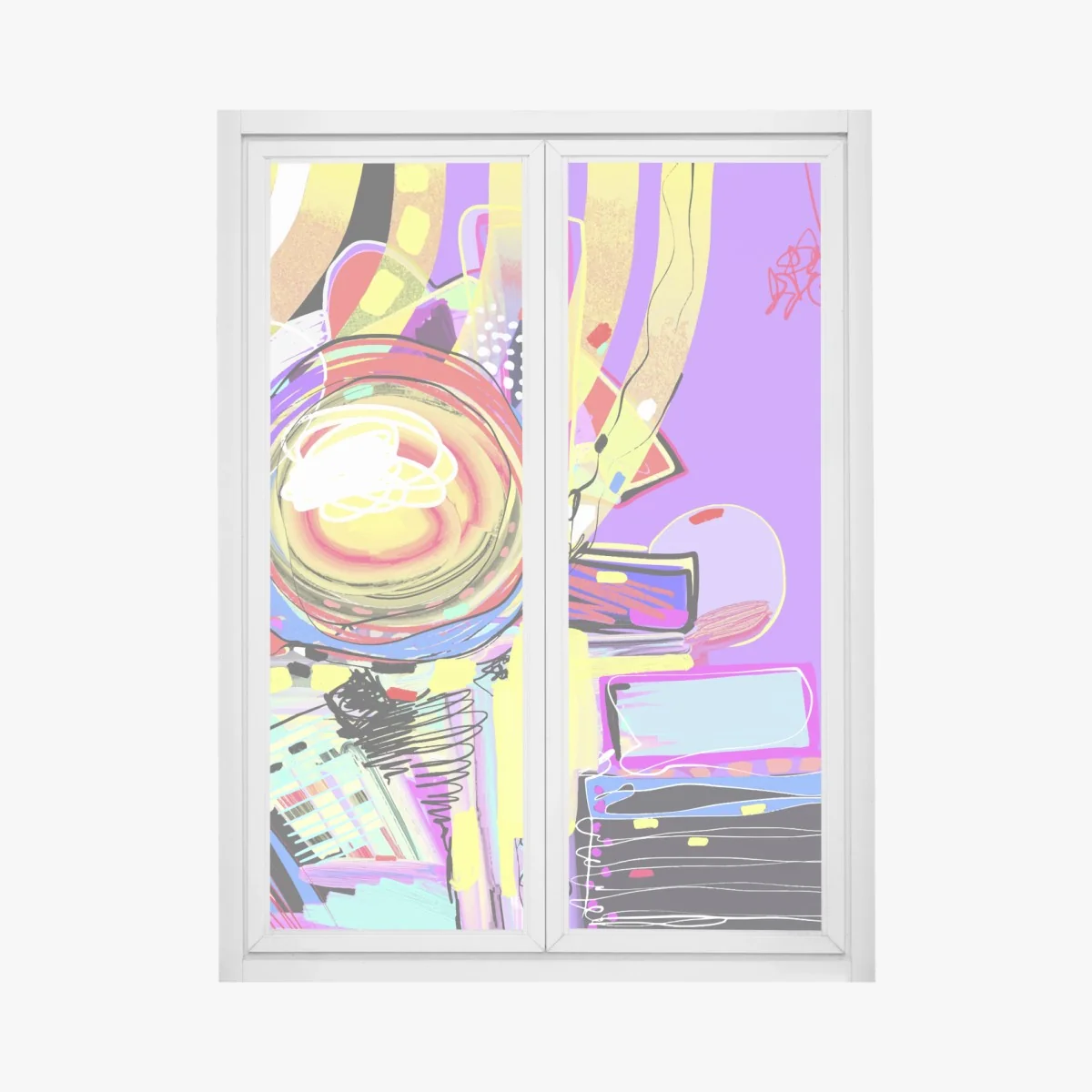 Fensteraufkleber lebendige violette abstrakte komposition – Wallnifity® Fensteraufkleber lebendige violette abstrakte komposition – Wallnifity®