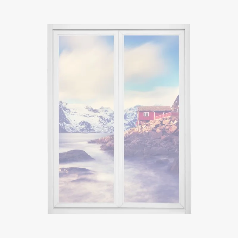 Fensteraufkleber vintage korallenblumenmuster auf tiefgrünem hintergrund – Wallnifity®