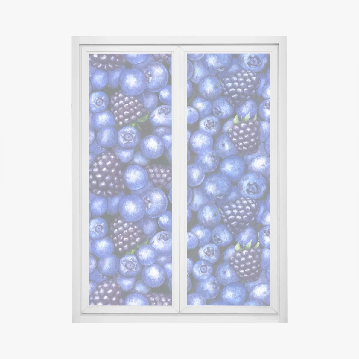 Fensteraufkleber aquarellmuster mit blaubeeren und brombeeren – Wallnifity®