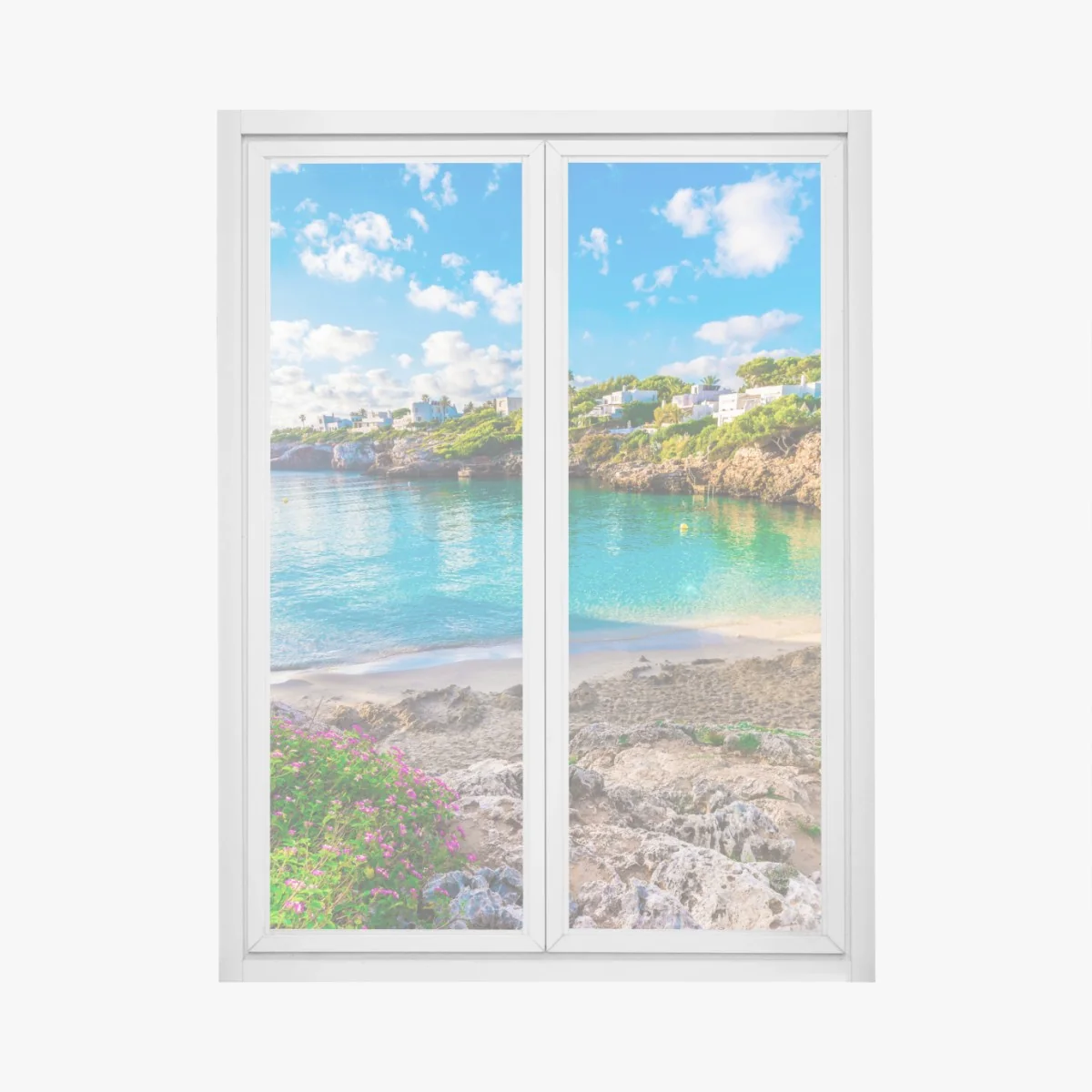 Fensteraufkleber sonnige Cala Esmeralda türkisbucht – Wallnifity® Fensteraufkleber sonnige Cala Esmeralda türkisbucht – Wallnifity®