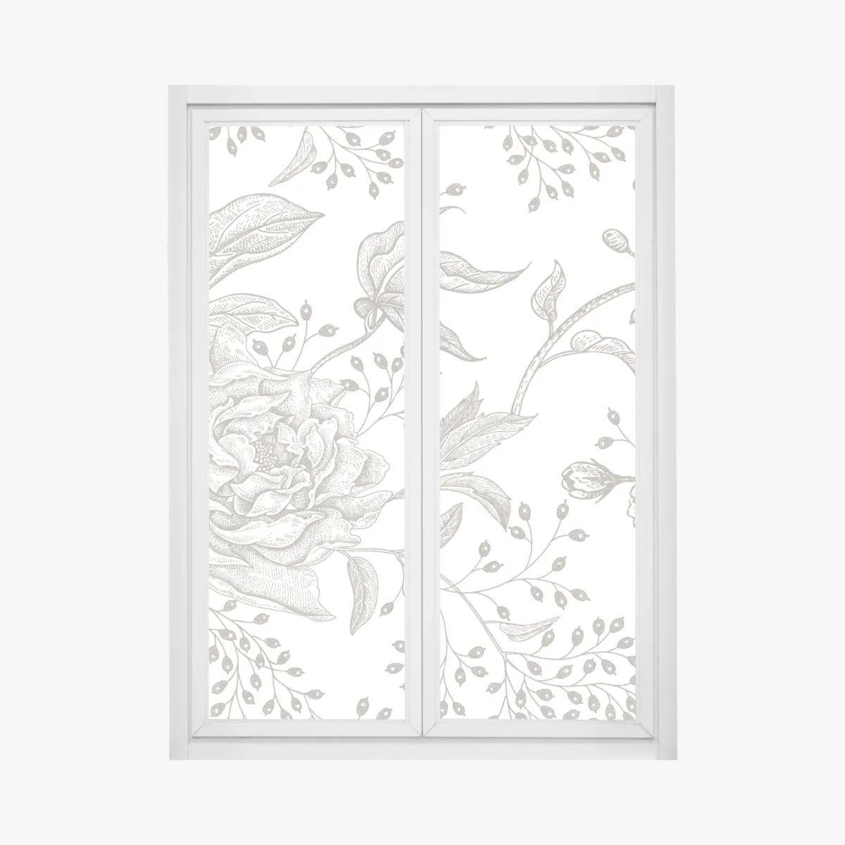 Fensteraufkleber zartes botanisches blumenmuster im vintage-stil – Wallnifity® Fensteraufkleber zartes botanisches blumenmuster im vintage-stil – Wallnifity®