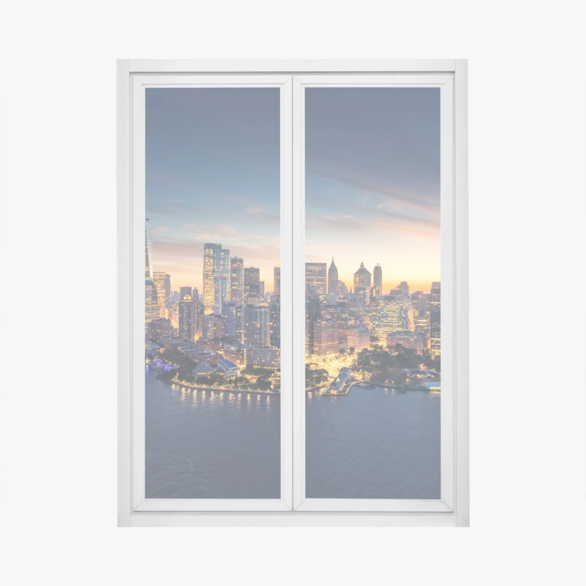 Fensteraufkleber Manhattan panorama bei sonnenaufgang – Wallnifity® Fensteraufkleber Manhattan panorama bei sonnenaufgang – Wallnifity®