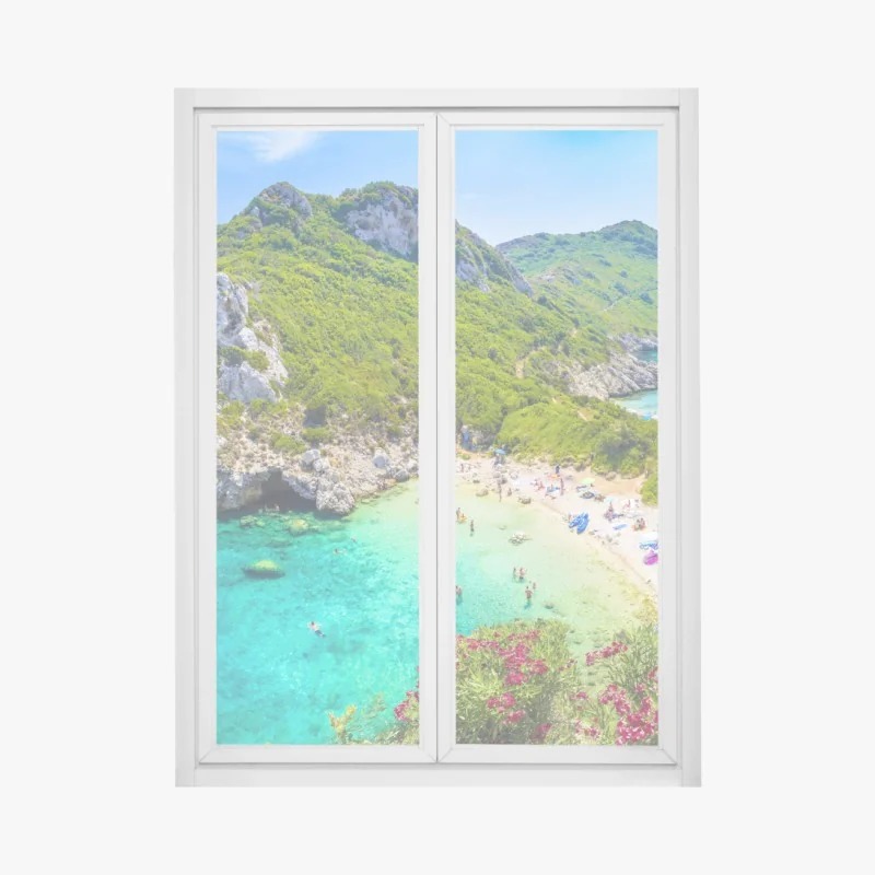 Fensteraufkleber zartes türkisfarbenes botanisches muster – Wallnifity®