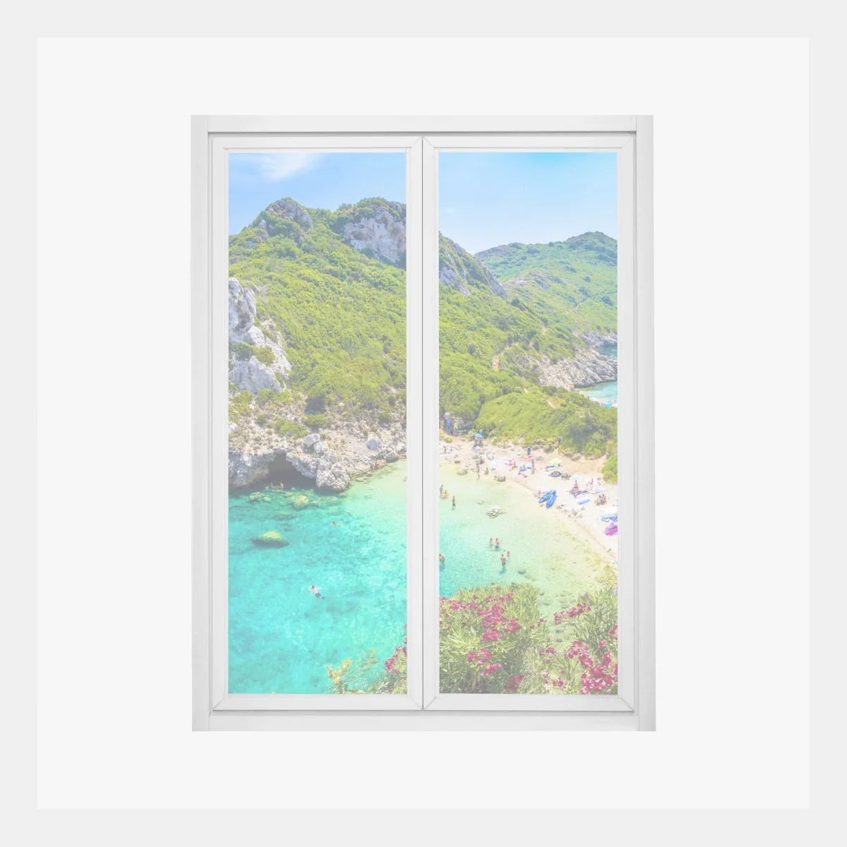 Fensteraufkleber Porto Timoni panoramischer strand, Korfu – Wallnifity® Fensteraufkleber Porto Timoni panoramischer strand, Korfu – Wallnifity®