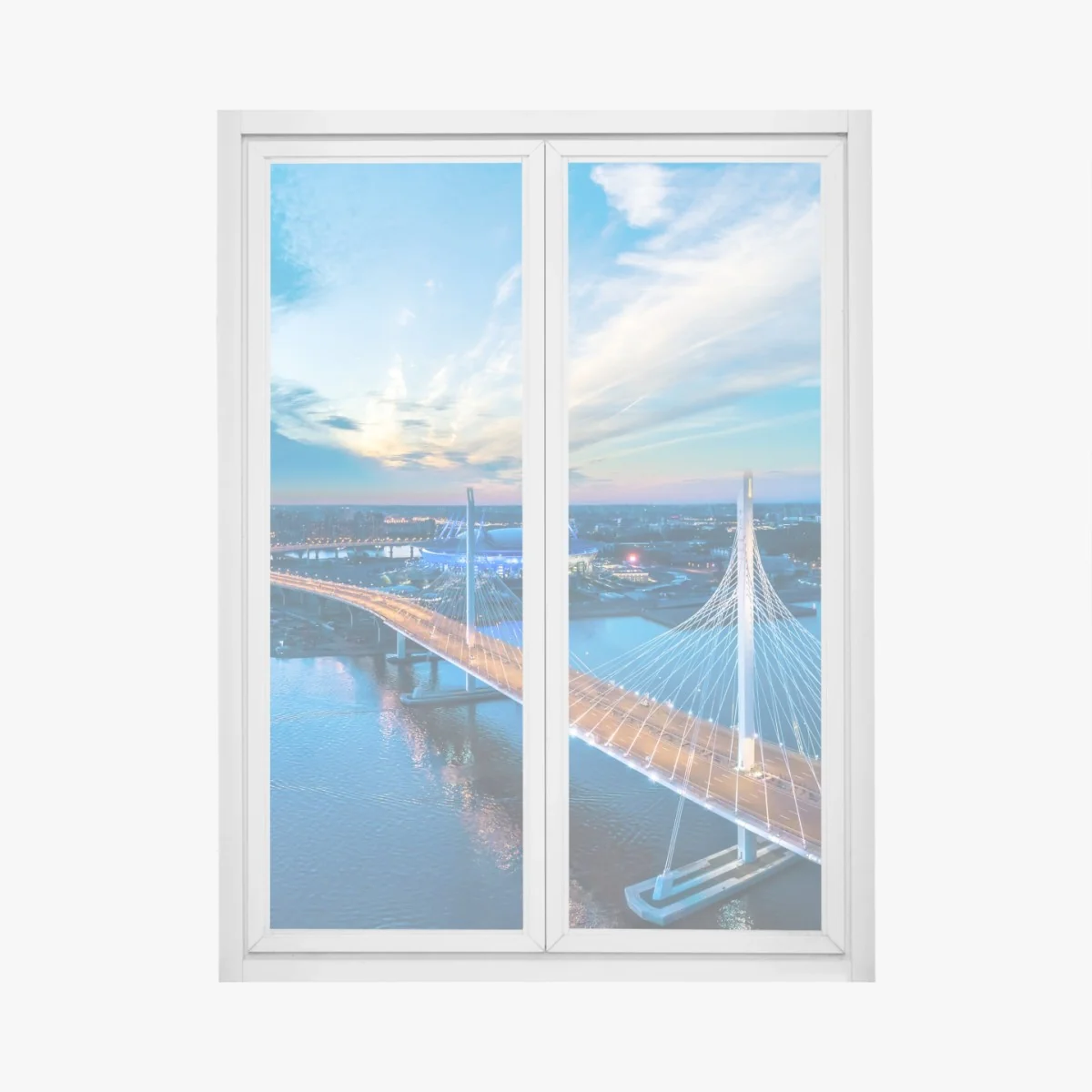Fensteraufkleber Sankt Petersburg brückenpanorama bei dämmerung – Wallnifity® Fensteraufkleber Sankt Petersburg brückenpanorama bei dämmerung – Wallnifity®