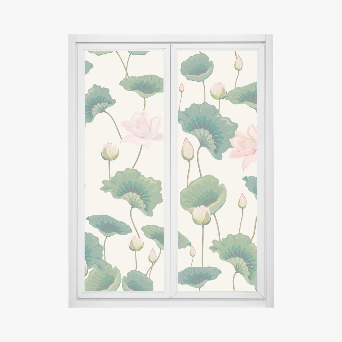 Fensteraufkleber ruhiges botanisches lotosmuster – Wallnifity®