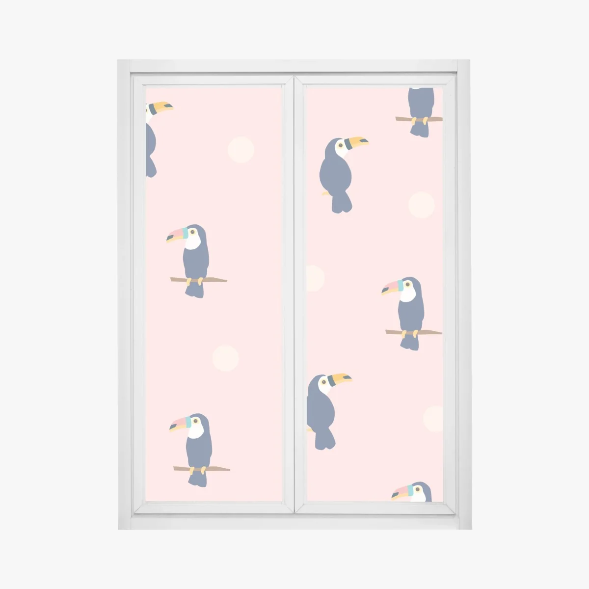 Fensteraufkleber verspieltes tukanmuster auf pastellrosa – Wallnifity® Fensteraufkleber verspieltes tukanmuster auf pastellrosa – Wallnifity®