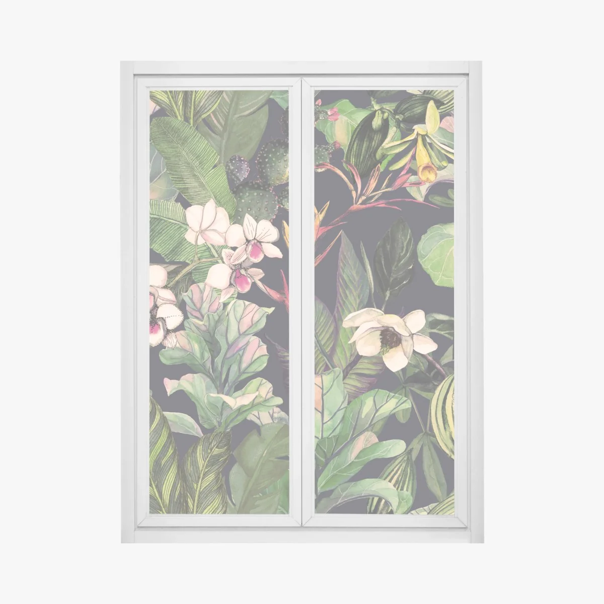 Fensteraufkleber tropisches aquarell botanikmuster – Wallnifity® Fensteraufkleber tropisches aquarell botanikmuster – Wallnifity®