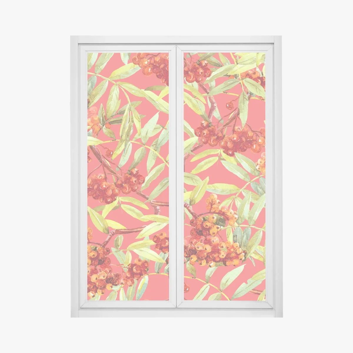 Fensteraufkleber aquarellmuster mit vogelbeeren – Wallnifity®