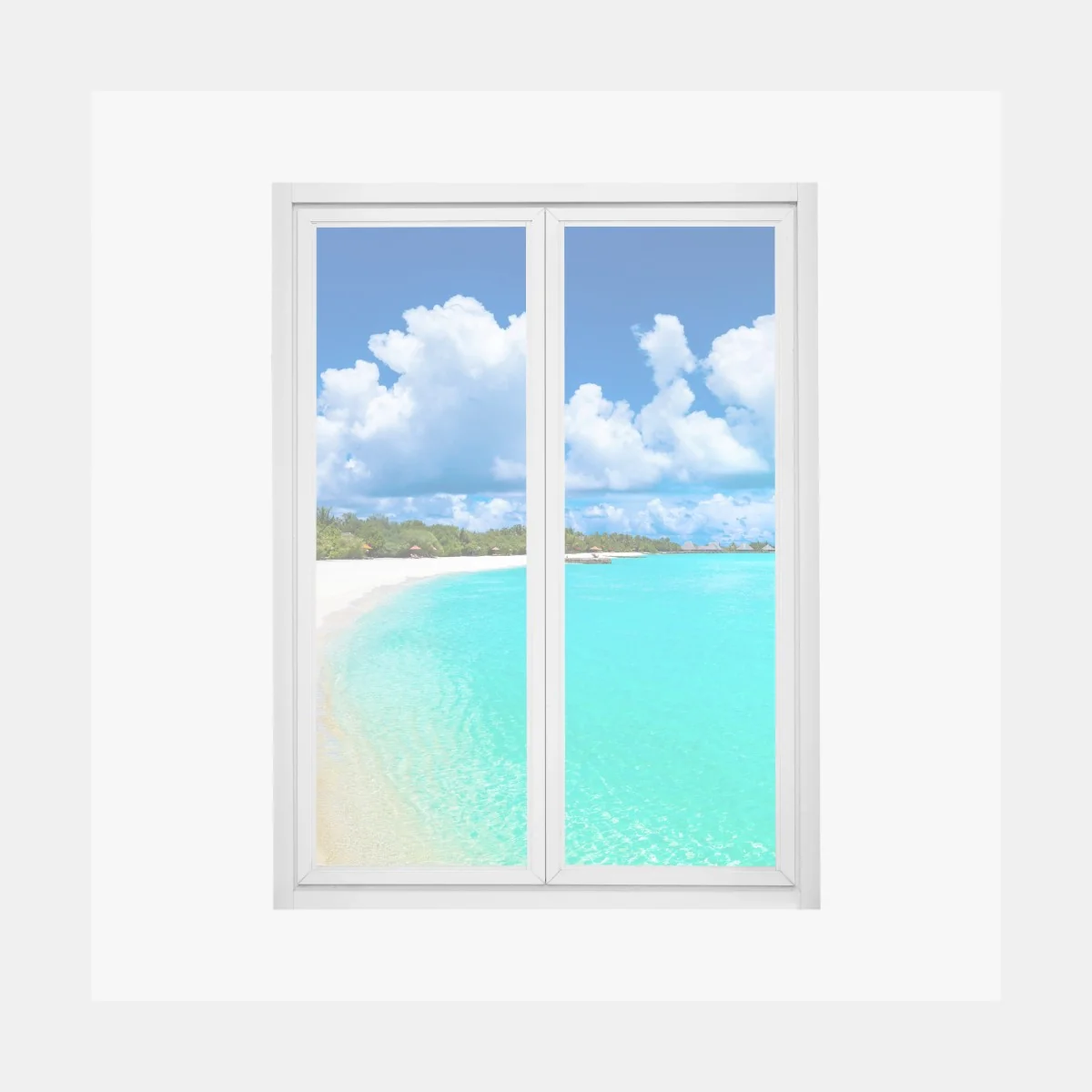 Fensteraufkleber Malediven türkisstrand panorama – Wallnifity® Fensteraufkleber Malediven türkisstrand panorama – Wallnifity®