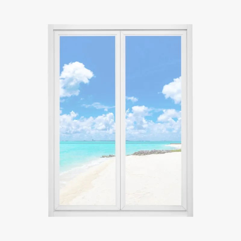 Fensteraufkleber sonnige frühlingswiese unter blauem himmel – Wallnifity®