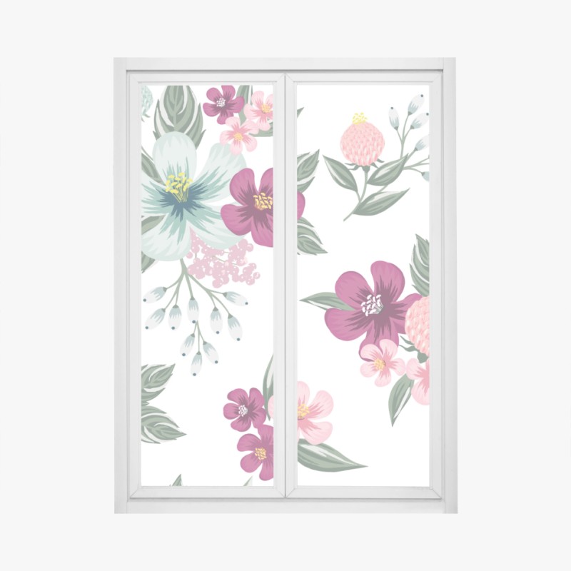 Fensteraufkleber pastellfarbenes botanisches abstraktes muster – Wallnifity®