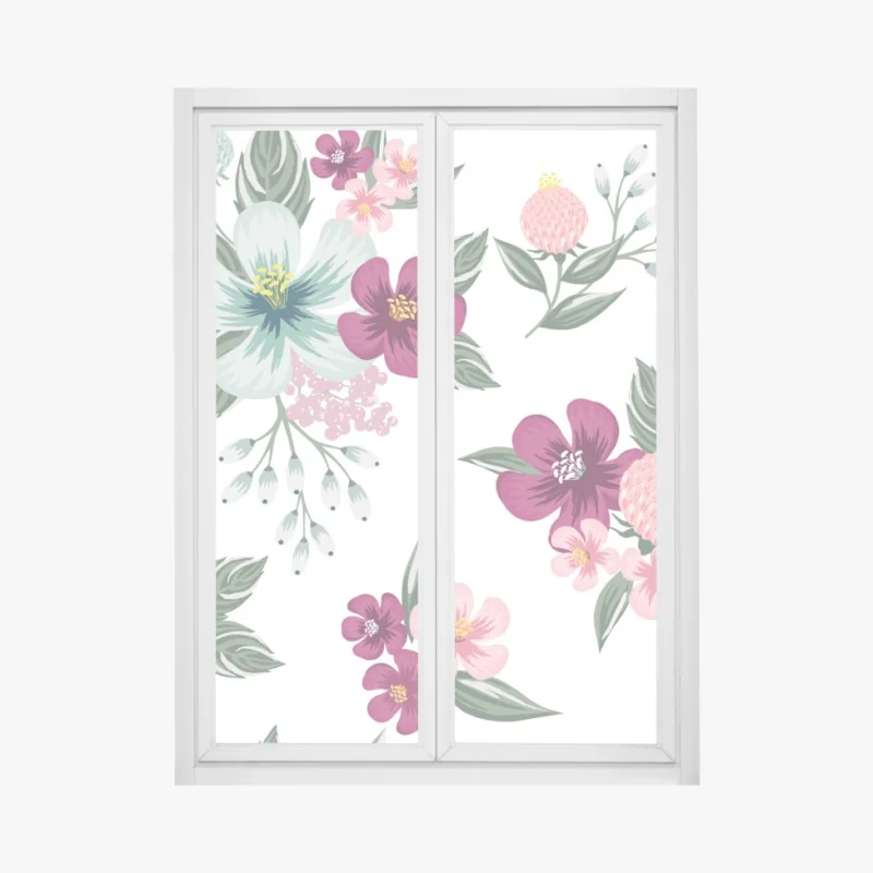 Fensteraufkleber pastell blumenmuster