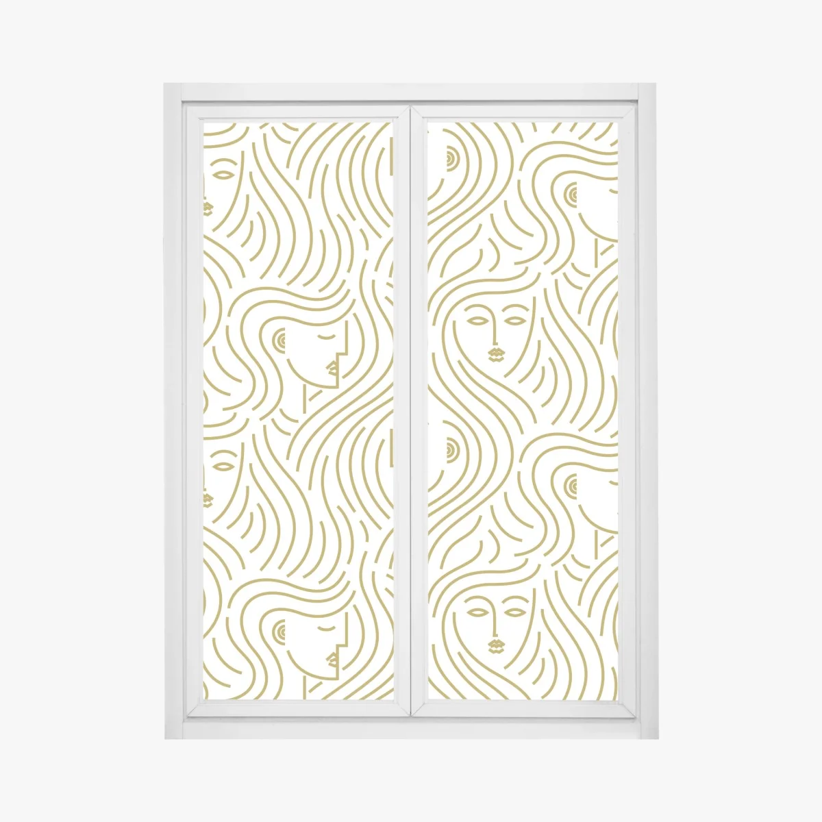 Fensteraufkleber goldene fließende gesichter nahtloses muster – Wallnifity®