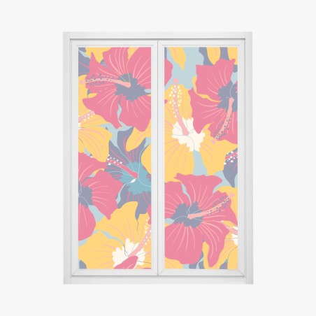 Fensteraufkleber lebhaftes hibiskusmuster – Wallnifity®
