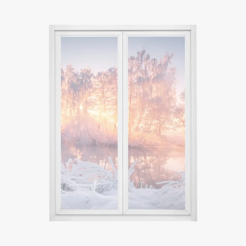 Fensteraufkleber lila fliederblüte mit tau – Wallnifity®