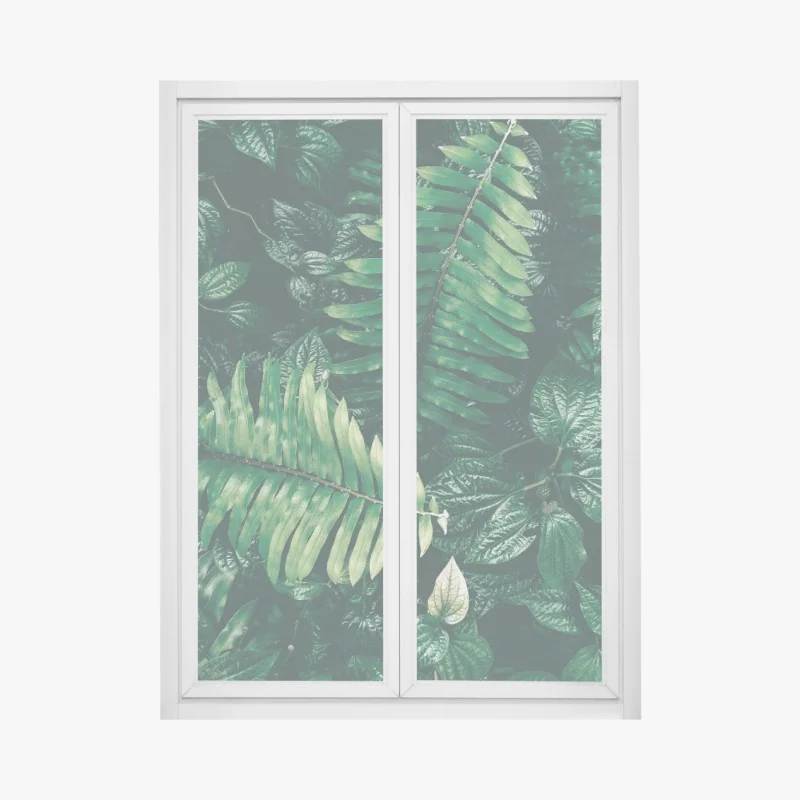 Fensteraufkleber üppige tropische blätter