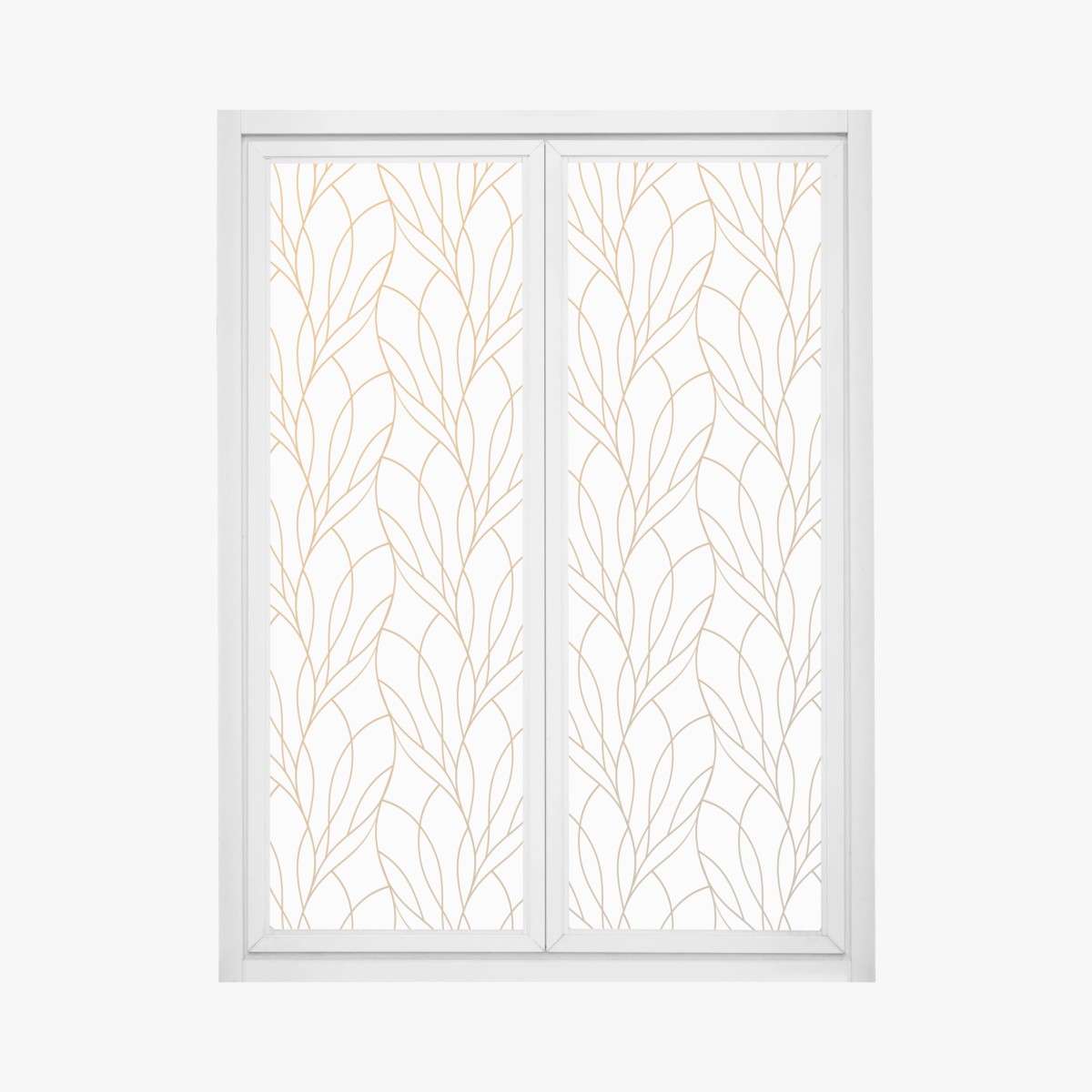 Fensteraufkleber goldenes blattmuster auf weißem hintergrund – Wallnifity®