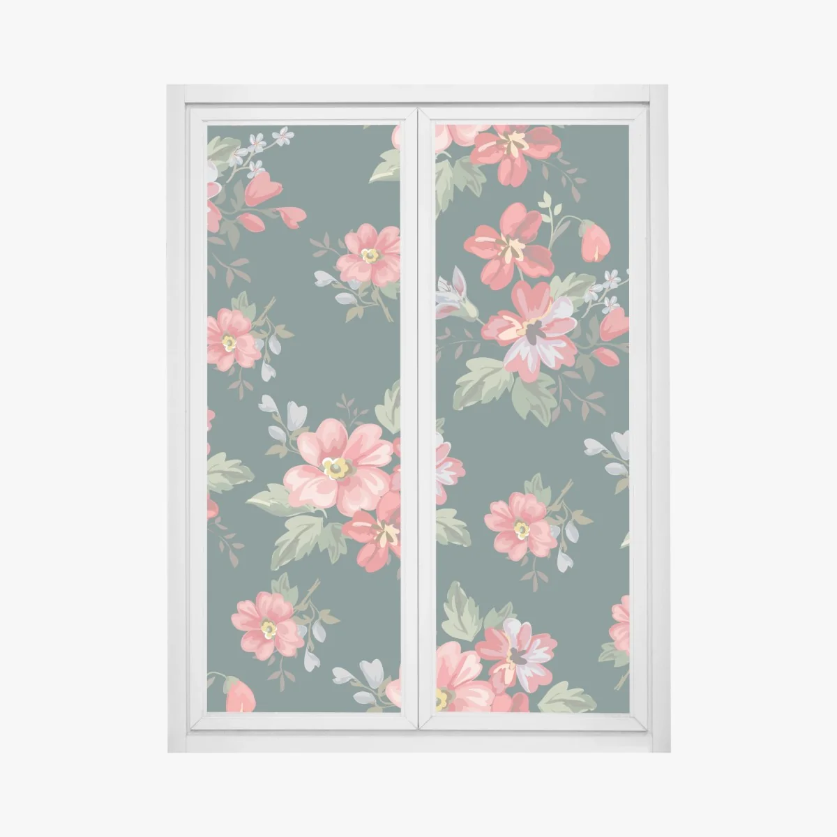 Fensteraufkleber vintage rosa blumenmuster auf tiefgrün – Wallnifity® Fensteraufkleber vintage rosa blumenmuster auf tiefgrün – Wallnifity®