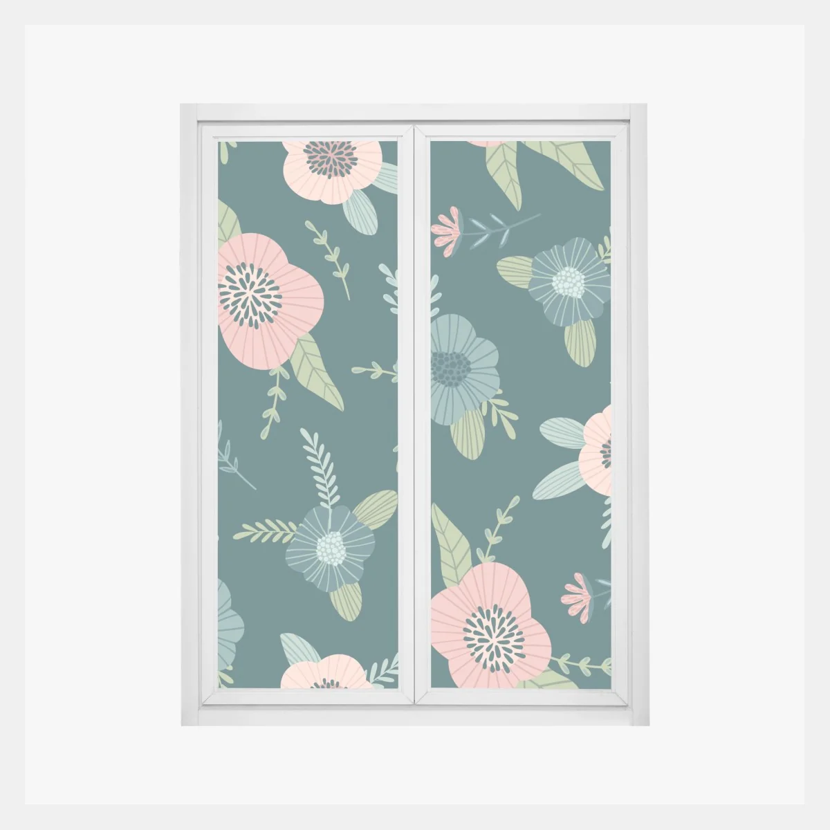 Fensteraufkleber pastelliges botanisches blumenmuster – Wallnifity® Fensteraufkleber pastelliges botanisches blumenmuster – Wallnifity®