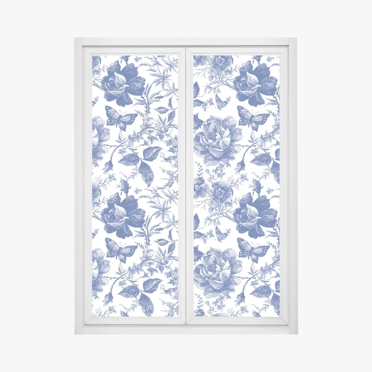 Fensteraufkleber blaues blumen toile-muster – Wallnifity® Fensteraufkleber blaues blumen toile-muster – Wallnifity®