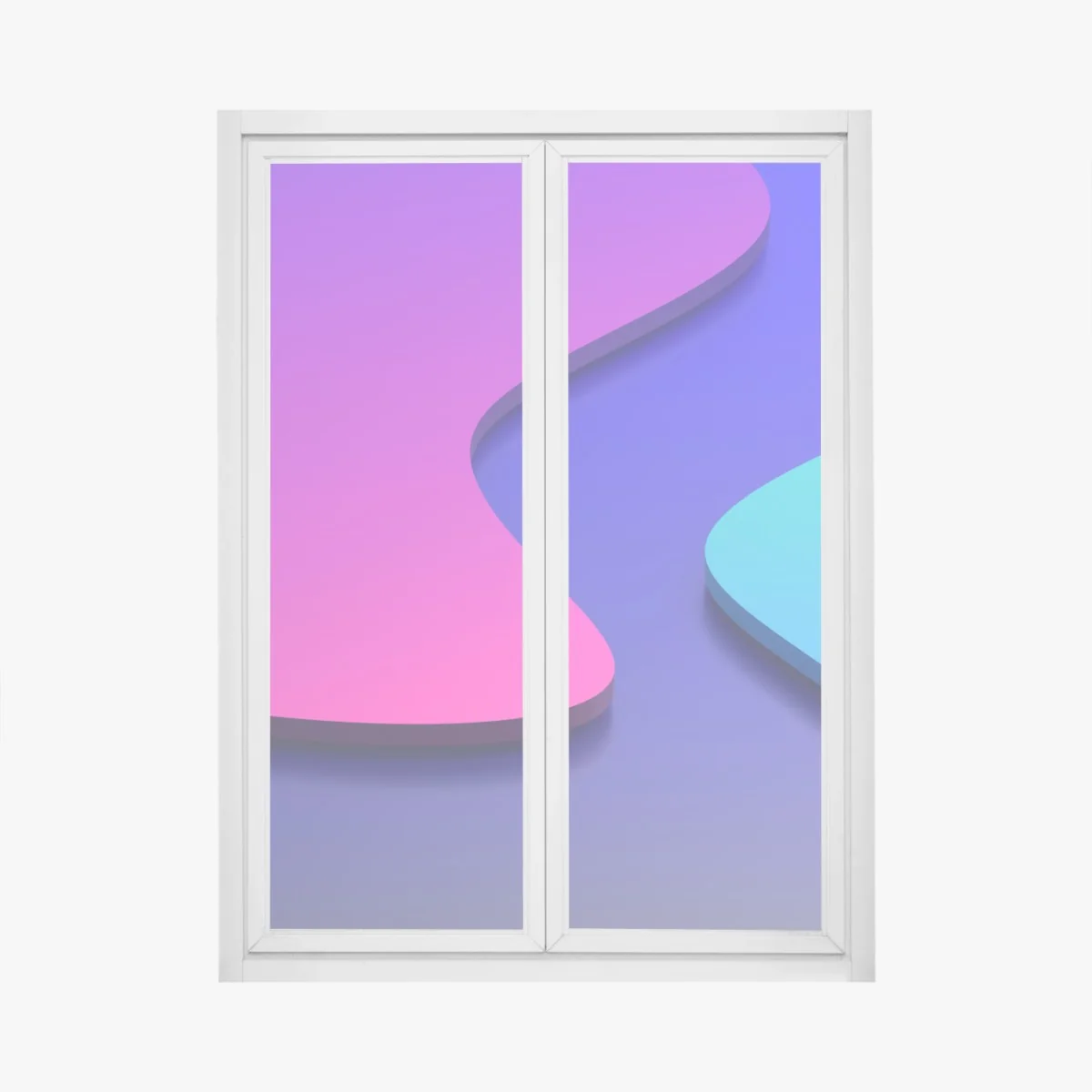 Fensteraufkleber leuchtende lila-blaue abstrakte 3d-formen – Wallnifity®