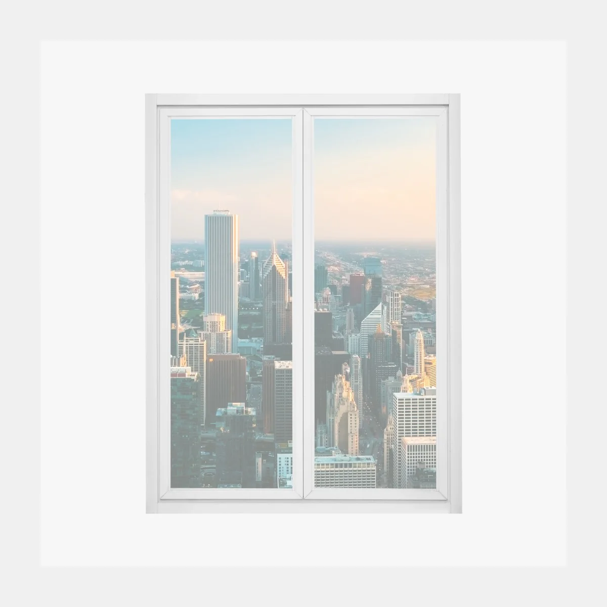 Fensteraufkleber Chicago skyline bei sonnenuntergang – Wallnifity® Fensteraufkleber Chicago skyline bei sonnenuntergang – Wallnifity®