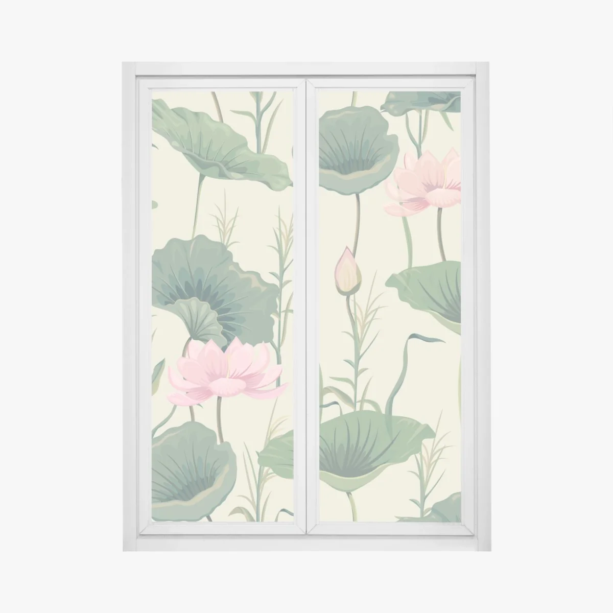 Fensteraufkleber sanfter lotusgarten botanisches muster – Wallnifity® Fensteraufkleber sanfter lotusgarten botanisches muster – Wallnifity®