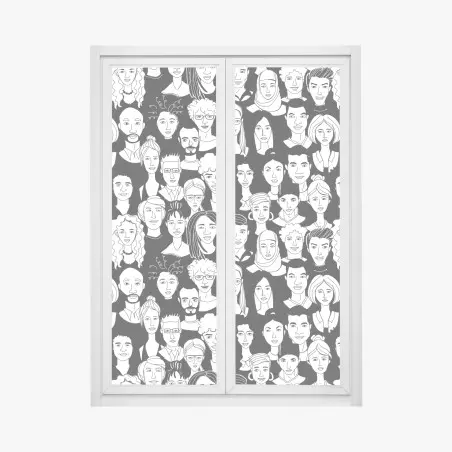 Fensteraufkleber muster mit vielfältigen gesichtern – Wallnifity®
