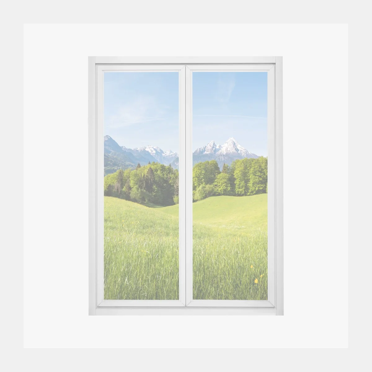 Fensteraufkleber ruhiges alpines wiesenpanorama – Wallnifity® Fensteraufkleber ruhiges alpines wiesenpanorama – Wallnifity®