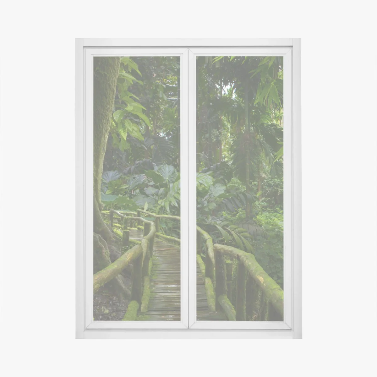 Fensteraufkleber ruhiger dschungelsteg durch üppigen regenwald – Wallnifity® Fensteraufkleber ruhiger dschungelsteg durch üppigen regenwald – Wallnifity®