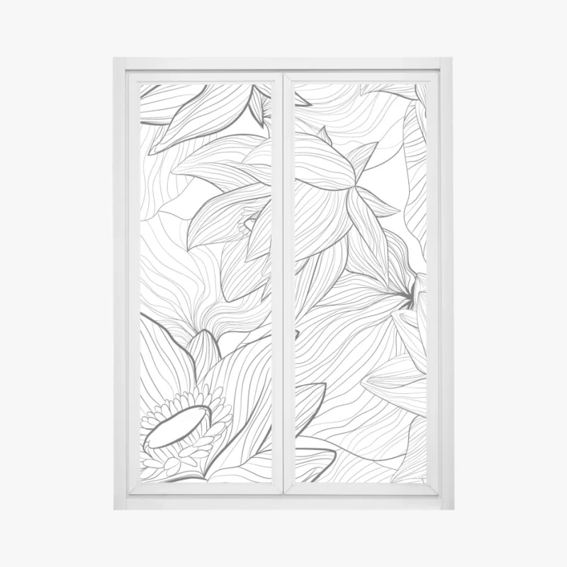 Fensteraufkleber zarte lotus-linienzeichnung