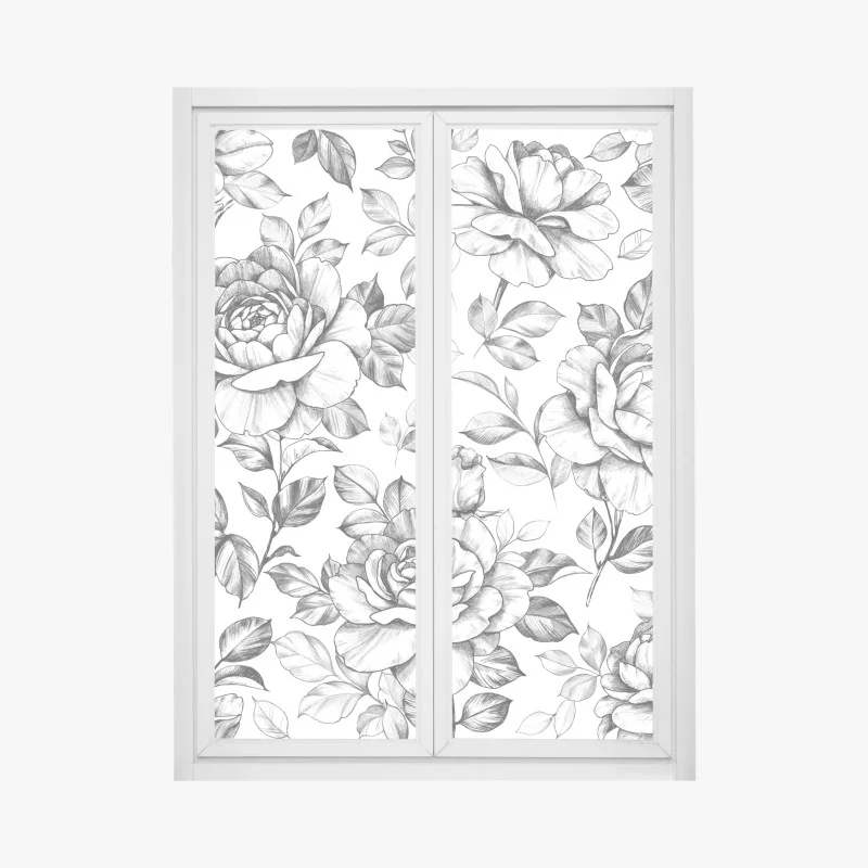 Fensteraufkleber retro korallenrot und marineblau abstraktes muster – Wallnifity®