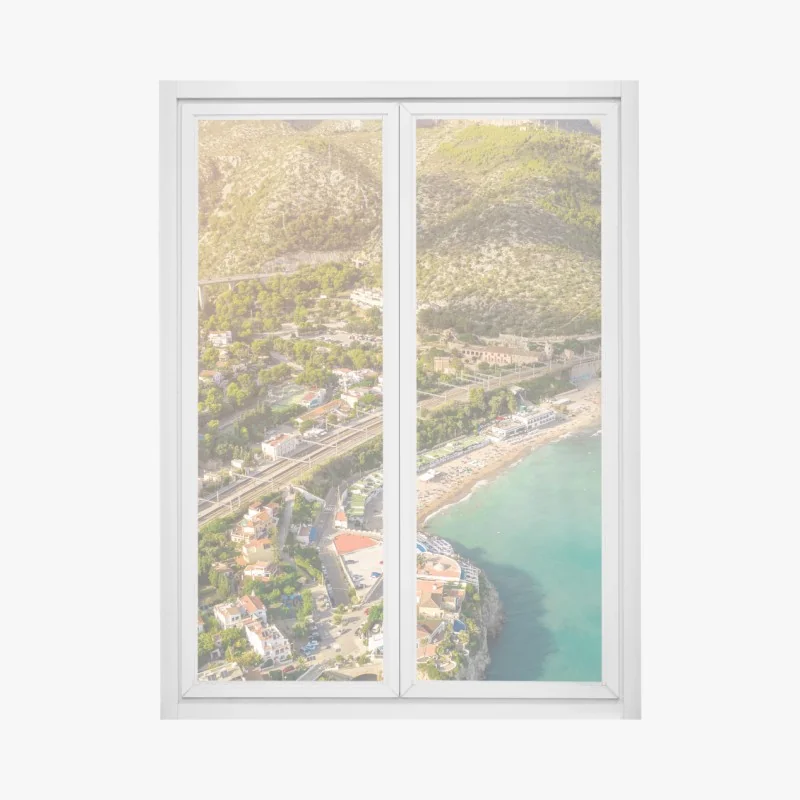 Fensteraufkleber luftaufnahme der Anthony Quinn Bucht, Rhodos – Wallnifity®
