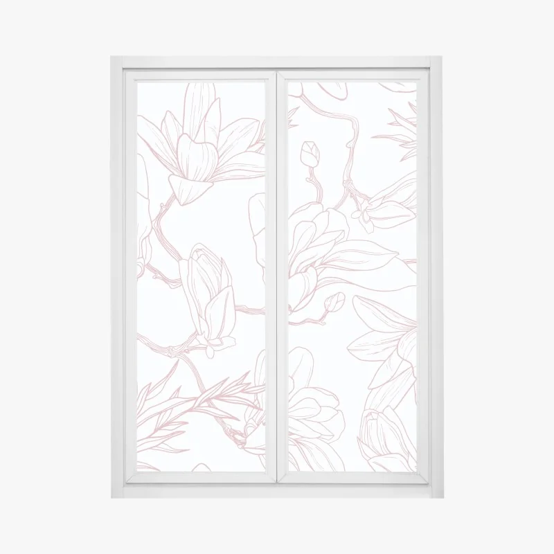 Fensteraufkleber zartes magnolienmuster in sanftem rosa