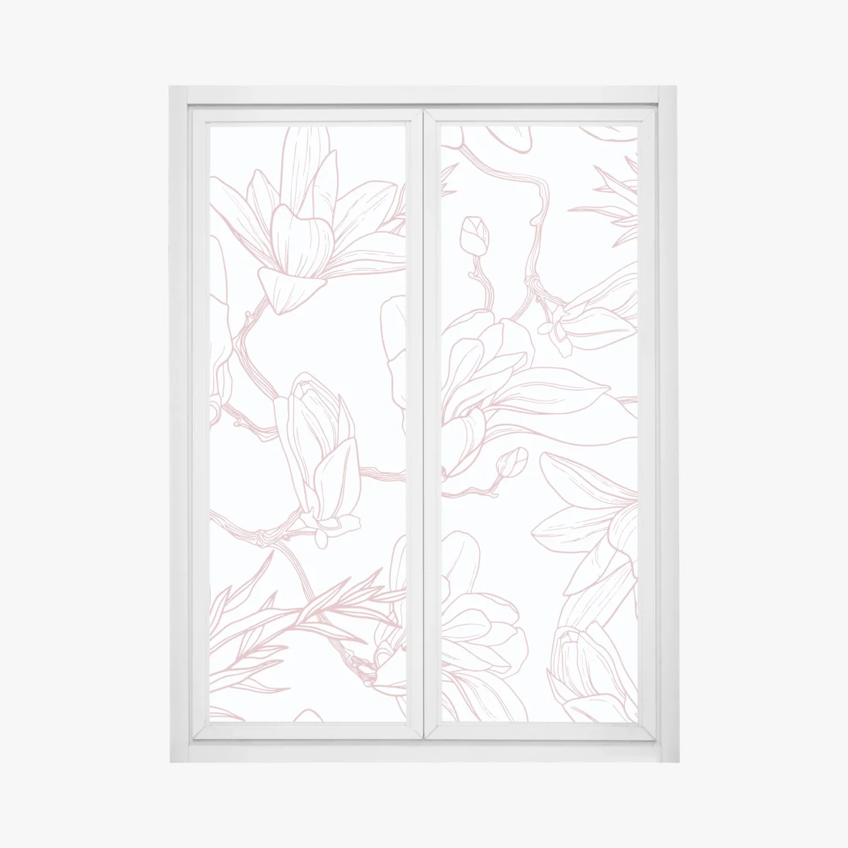 Fensteraufkleber zartes magnolienmuster in sanftem rosa – Wallnifity® Fensteraufkleber zartes magnolienmuster in sanftem rosa – Wallnifity®