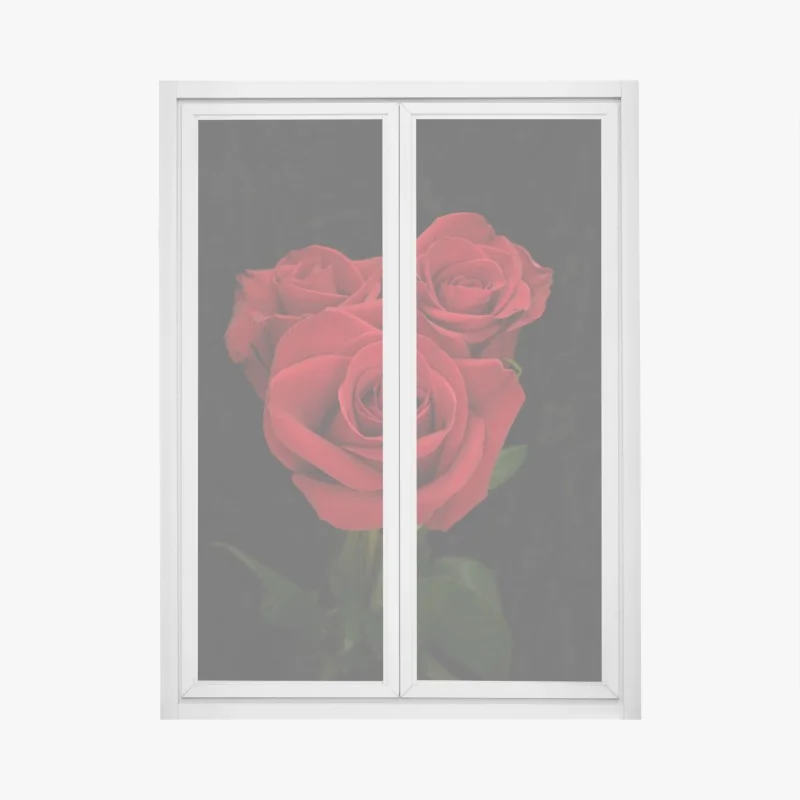 Fensteraufkleber rote rosen vor schwarzem hintergrund