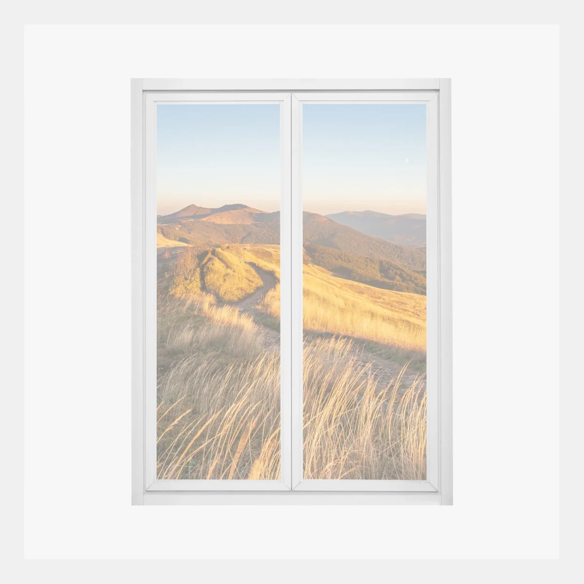 Fensteraufkleber goldener bergkamm im sonnenuntergang – Wallnifity®