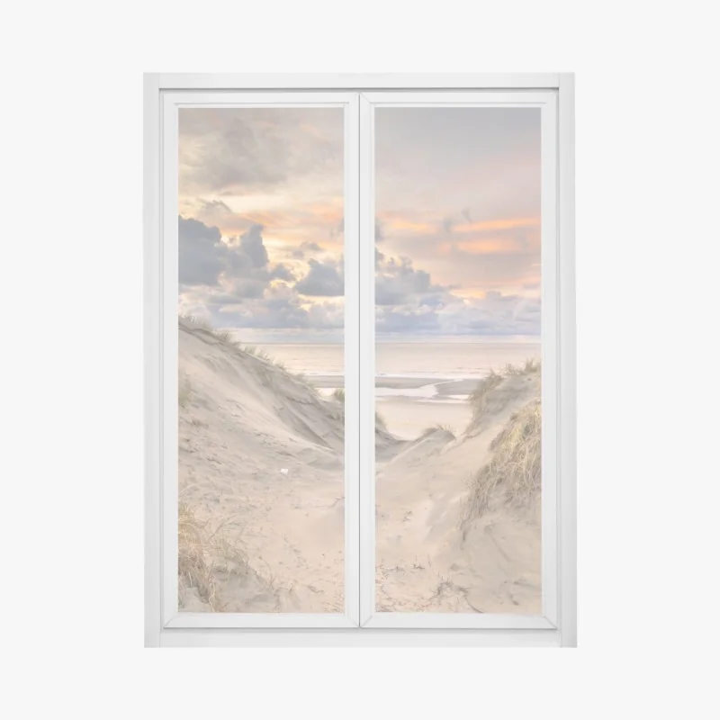 Fensteraufkleber sonnenuntergang über den dünen