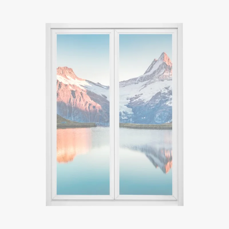 Fensteraufkleber sonnenuntergangsreflexionen am Bachalpsee, Schweiz – Wallnifity®